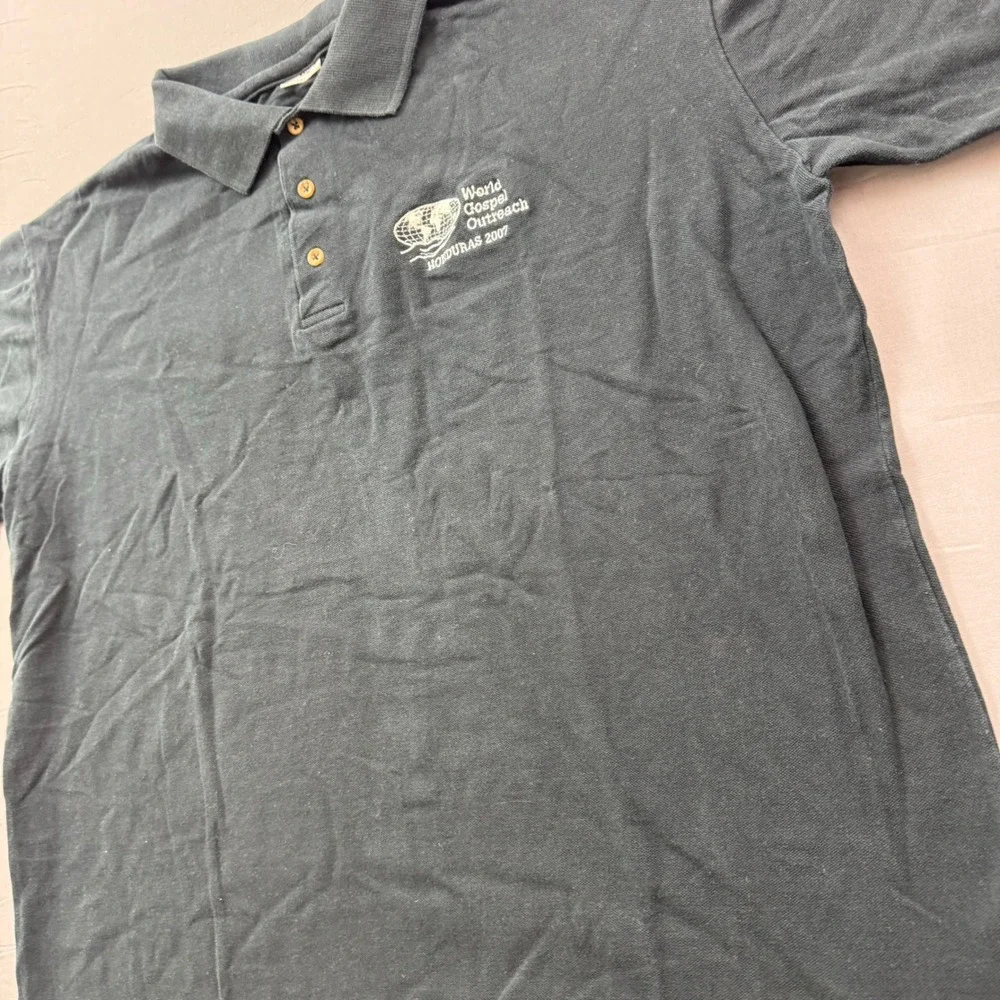 Vintage World Gospel Outreach Honduras 2007 Polo‎ Shirt Mens XXL Black Cotton